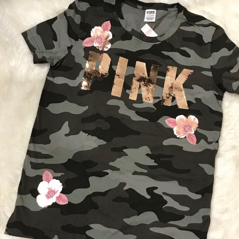 PINK VICTORIA SECRET CAMO BLING SHORT NEW